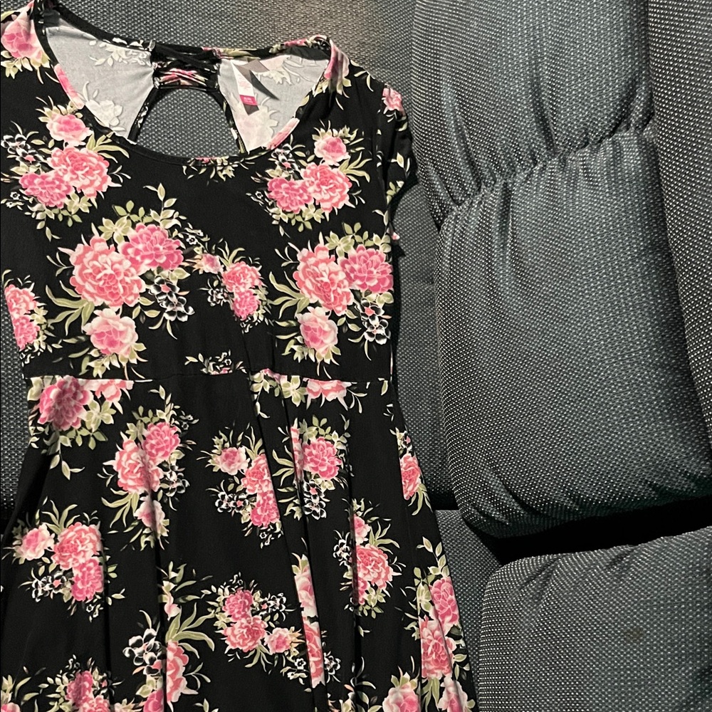 Floral Black and Pink Dress